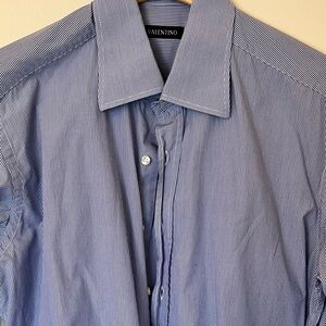 Valentino Classic Blue and White Striped Shirt